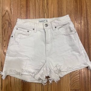 Abercrombie & Fitch 4” High Rise White Jean Shorts